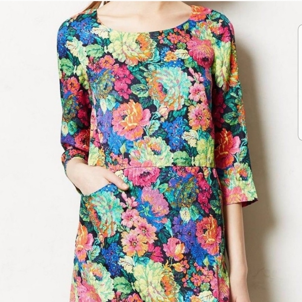 Anthropologie floral lace shift dress
